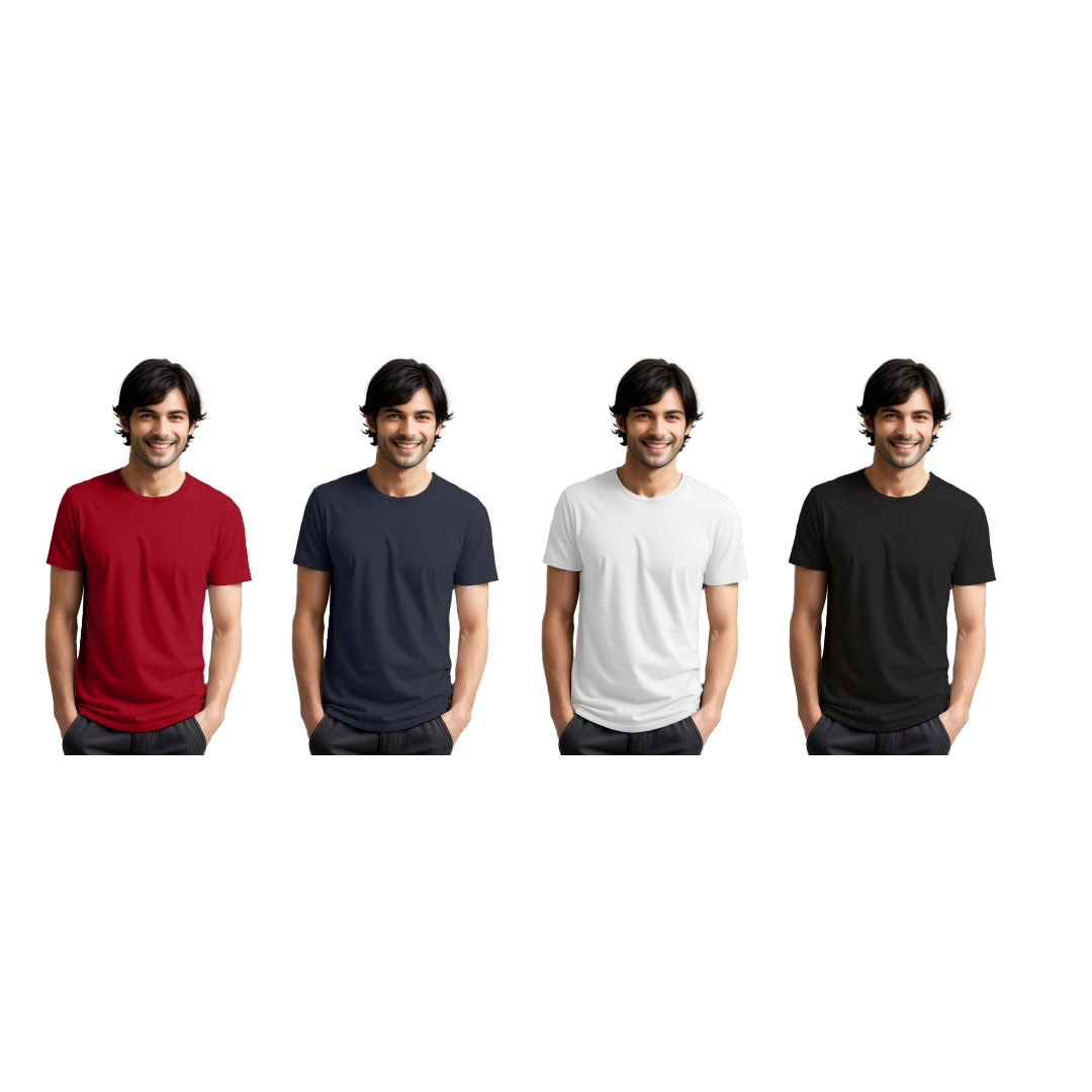 Stylish men's cotton plain t shirt-COMBO PACK